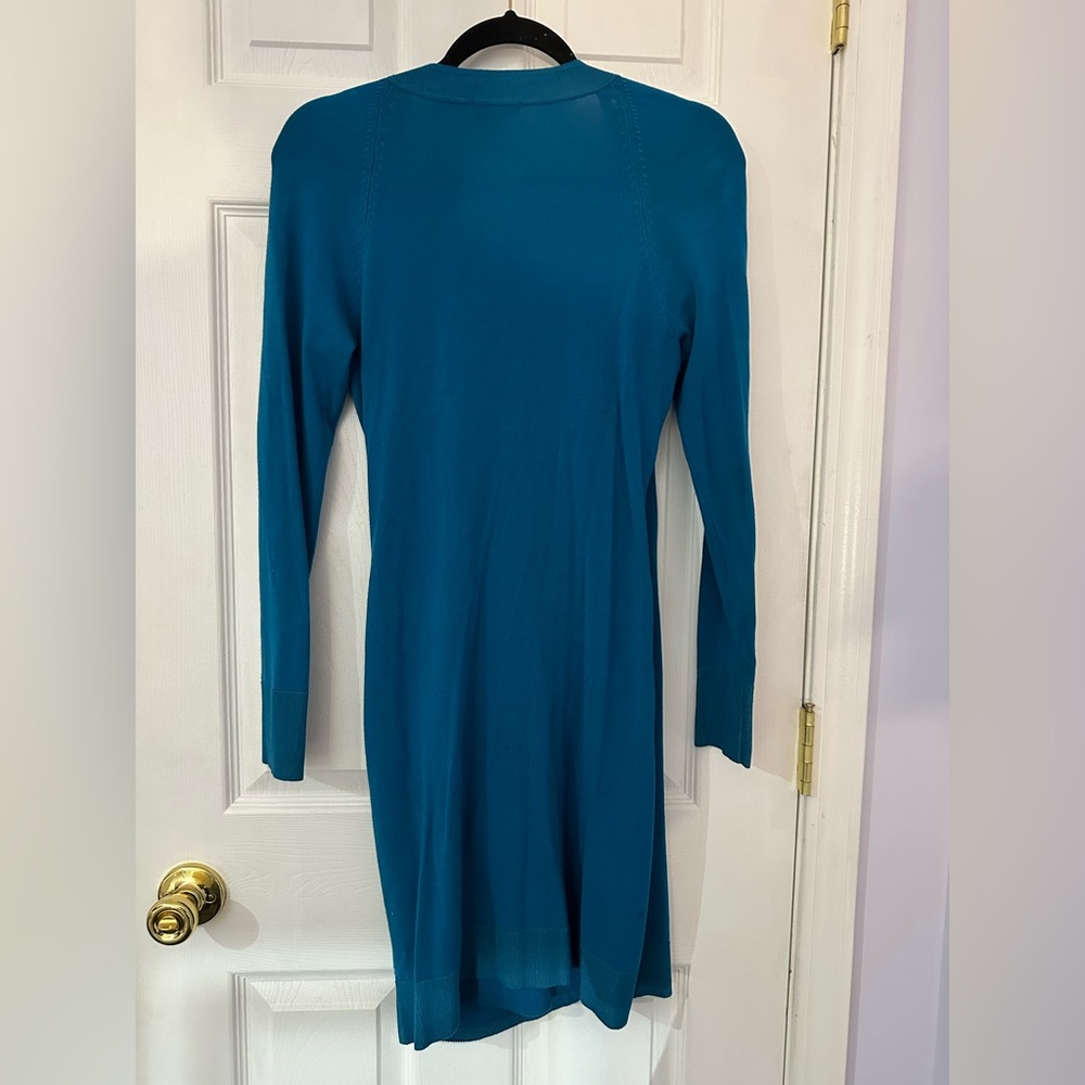 Cache Teal Long Sleeve Dress with Button Accents (M) - Picture 12 of 16